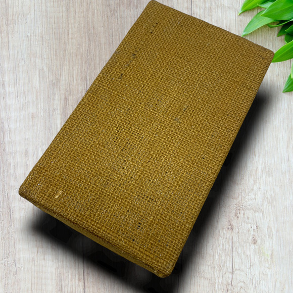 Vintage 1970's OOAK Burlap Covered Trinket Storage Box Hinged Lid Flowers Hippie - Picture 7 of 10